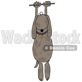 Clipart Illustration of a Helpless Brown Dog Hanging From a Wire © djart #32293