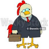 Clipart Illustration of a Chicken Businessman In A Jacket, Carrying A Briefcase © djart #32389