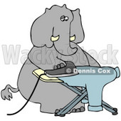 Clipart Illustration of a  Humanlike Elephant Ironing A Shirt On An Ironing Board, On A White Background © djart #33487