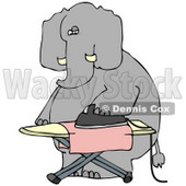 Clipart Illustration of a  Humanlike Elephant Ironing A Pink Cloth On An Ironing Board, On A White Background © djart #33488