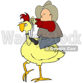 Clipart Illustration of a Western Cowboy Riding On A Yellow Chicken © djart #33815