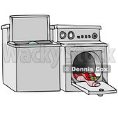 Clipart Illustration of a Top Loading Washing Machine And An Open Dryer With Warm Clothes © djart #33887