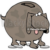 Clipart Illustration of a Brown Doggy Bank With A Slot On The Back And Coins On The Ground © djart #34042