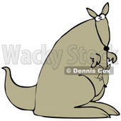 Clipart Illustration of a Cute Joey Kangaroo Peeking Out Of Its Mother's Pouch As They Explore © djart #34044