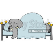 Clipart Illustration of a Tired Elephant Snoozing Soundly Under A Blanket On A Bed, His Head On A Pillow © djart #34123