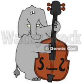 Clipart Illustration of a Musical Elephant Playing A Double Bass © djart #34150