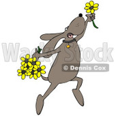 Clipart Illustration of a Happy Dog Leaping With Yellow Spring Flowers © djart #34428