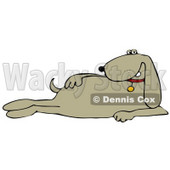 Clipart Illustration of a Cool Beige Dog Modeling And Laying On Its Side © djart #34430