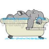 Clipart Illustration of a Tusked Gray Elephant Taking A Bubble Bath In A Tub © djart #34432