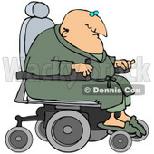 Clipart Illustration of a Geriatric Senior Man In A Green Robe And Slippers, Operating A Power Chair © djart #34438