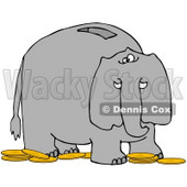 Clipart Illustration of an Elephant Bank With A Slot On The Back And Gold Coins On The Ground © djart #34439