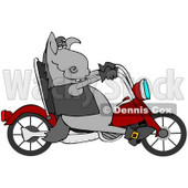 Clipart Illustration of a Cool Donkey Biker Riding A Red Motorcycle © djart #34849