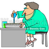 Clipart Illustration of a Female Scientist Sitting On A Stool And Filling Sample Tubes For Scientific Research © djart #36043