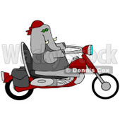 Clipart Illustration of a Cool Elephant Biker Riding A Red Motorcycle © djart #36044