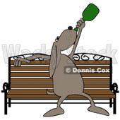Clipart Illustration of a Drunk Dog Chugging Liquor On A Park Bench © djart #36993