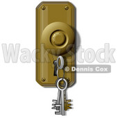 Clipart Illustration of a Skeleton Key On A Ring, Inserted In A Keyhole © djart #37002
