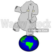 Clipart Illustration of a Gray Elephant Balancing On Earth © djart #37009