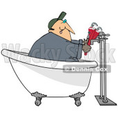 Clipart Illustration of a Male Plumber In A Claw Foot Tub, Installing Pipes © djart #37014