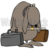 Clipart Illustration of a Sad Dog Sulking And Carrying Two Bags After Being Kicked Out Of His Home © djart #37237