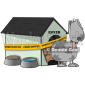 Clipart Illustration of a Confused Gray Dog Standing Outside His Foreclosed House © djart #37238