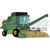 Clipart Illustration of a Male Farmer Operating A Green Harvester On His Farm © djart #37240