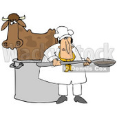 Clipart Illustration of a Chef Cooking A Cow In A Pot © djart #38908