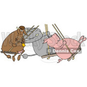 Clipart Illustration of a Cow, Elephant And Pig Swinging Together On A Playground © djart #39760