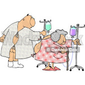 Hospitalized Man and Woman Walking with an IV Drip Clipart © djart #4139