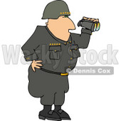 Military 5 Star General Looking Through Binoculars Clipart © djart #4153