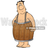 Naked Man Wearing a Wooden Barrel Around His Waist Clipart © djart #4162