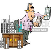 Male Architect Putting a Model City Together Clipart © djart #4175