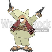 Bandito Pointing Pistols in the Air with a Smile On His Face Clipart © djart #4181