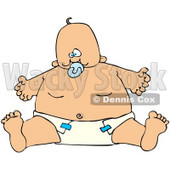 Clipart Illustration of a Chubby Baby Boy In A Diaper, Sucking On A Pacifier © djart #41824
