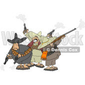 Banditos Shooting Pistols and Rifles Clipart © djart #4183