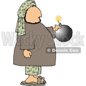 Male Suicide Bomber Holding a Bomb with a Lit Fuse Clipart © djart #4191