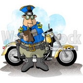 Motorcycle Policeman Filling Out a Traffic Citation/Ticket Form Clipart © djart #4205