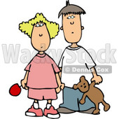Worried Brother and Sister Holding Hands Clipart © djart #4209