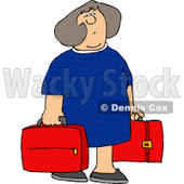 Woman Carrying Two Red Suitcases Clipart © djart #4219