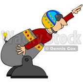 Clipart Illustration of a Male Human Cannonball In A Helmet, Preparing To Shoot Out Of A Cannon © djart #42213