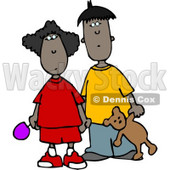 Ethnic Brother and Sister Standing Together Clipart © djart #4231