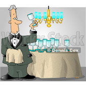 Male Butler Cleaning and Polishing Wine Glasses Clipart © djart #4251