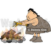 Female Caveman Starting a Campfire Clipart © djart #4261