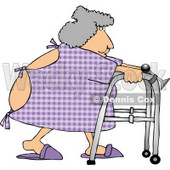 Hospitalized Obese Woman Using a Walker Clipart © djart #4282