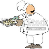 Male Baker Looking Over His Shoulder While Holding a Tray of Raw Cinnamon Rolls Clipart © djart #4288