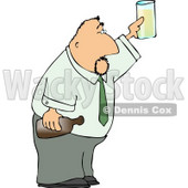 Partying Businessman Holding a Glass and Bottle of Beer Clipart © djart #4300