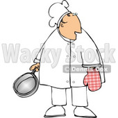 Male Chef Wearing an Oven Mitten and Holding a Cooking Pot Clipart © djart #4301