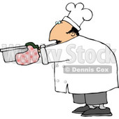 Male Chef Wearing Oven Mitts and Holding a Hot Pot Clipart © djart #4307