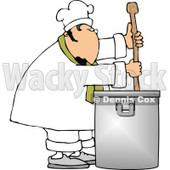 Male Chef Stirring a Large Pot of Soup with a Spoon Clipart © djart #4311