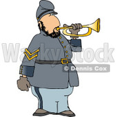 American Civil War Soldier Blowing Into a Bugle Horn Clipart © djart #4316