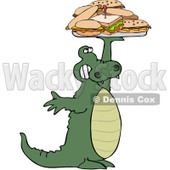 Royalty-Free (RF) Clipart Illustration of an Alligator Holding Up A Lunch Tray Of Sandwiches © djart #432132